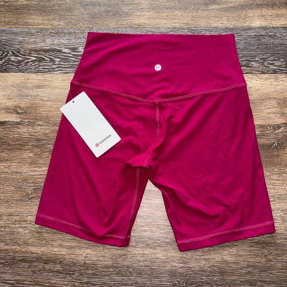 lululemon athletica Pants - Lululemon Align Ribbed Biker Short High Rise 8” Wild Berry Size 8 NWT